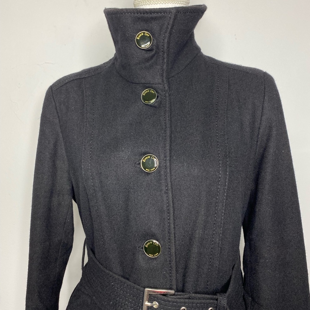 Kenneth Cole New York Black Wool Blend Sz 10 Coat